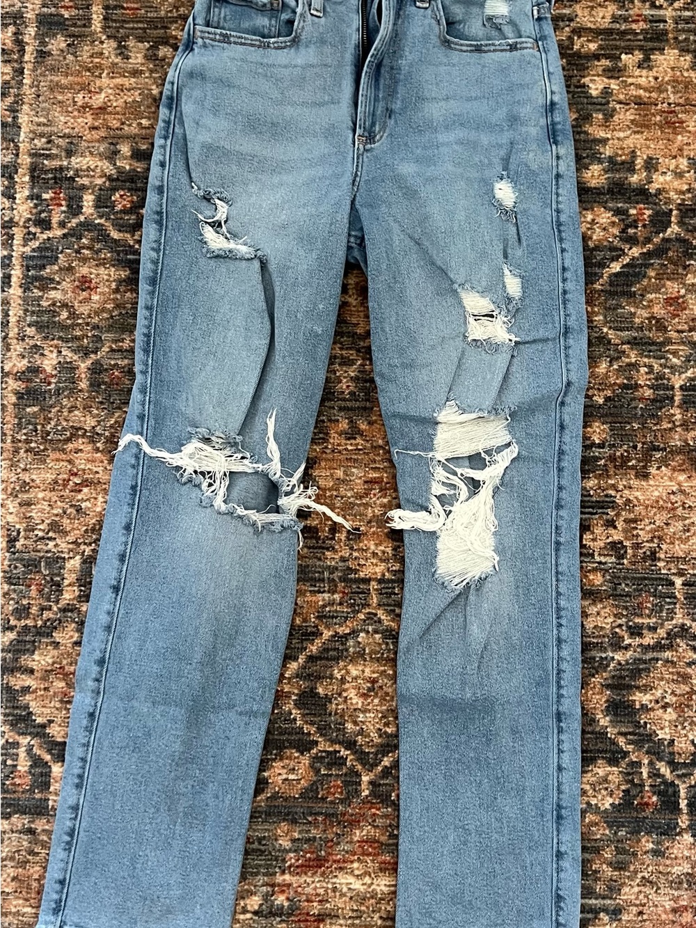 Hollister Light Blue Distressed Straight-Leg Jeans